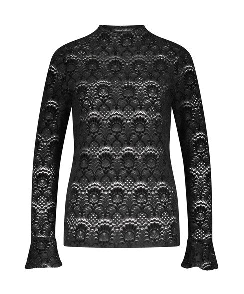 Tramontana - Flared Sleeve Brushed Lace Top
