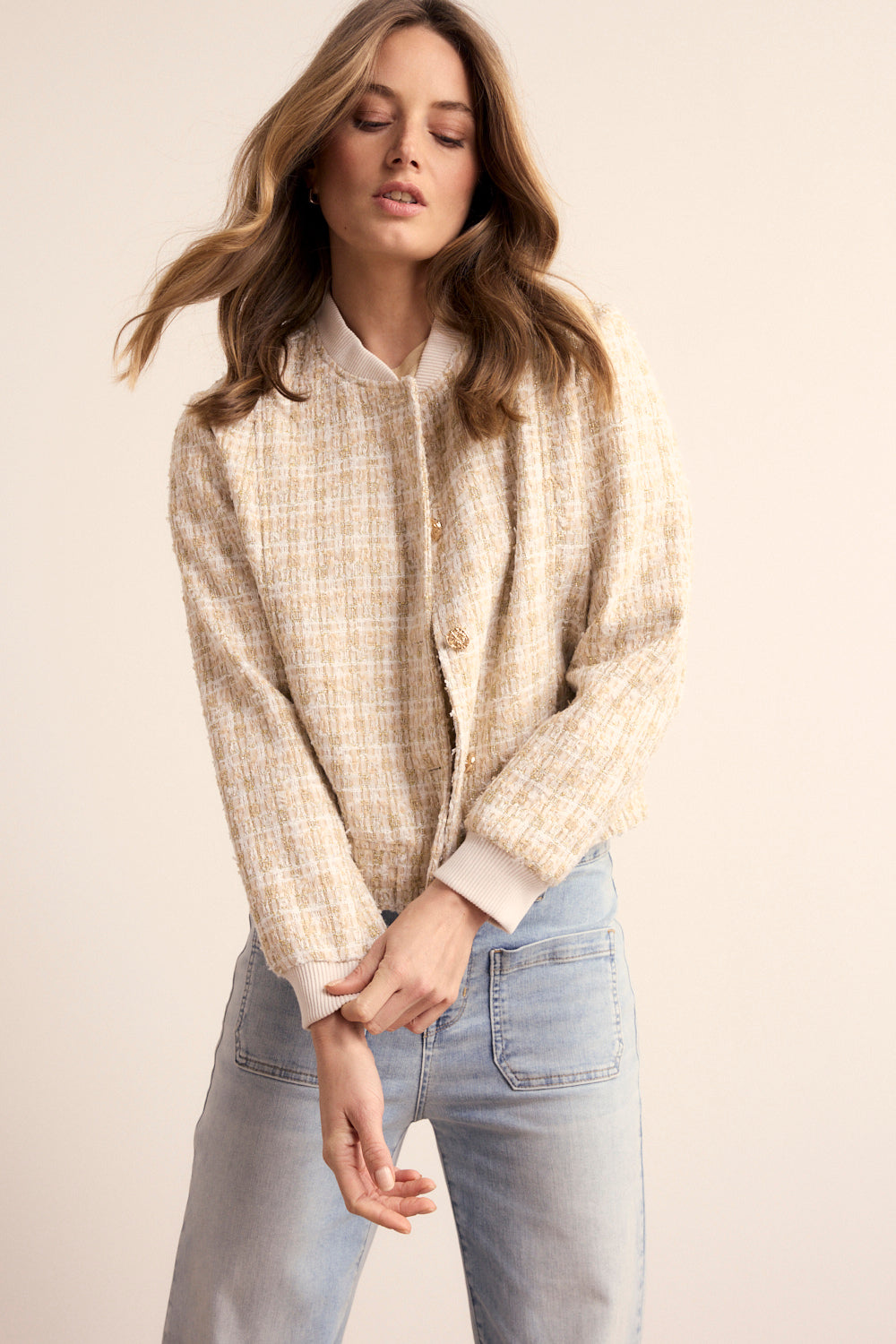 Tramontana - Tweed bomber jacket beige