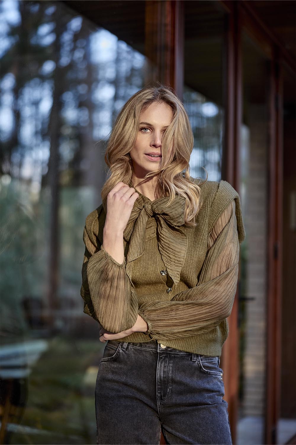 Tramontana - Blouse Bow Detailed Groen