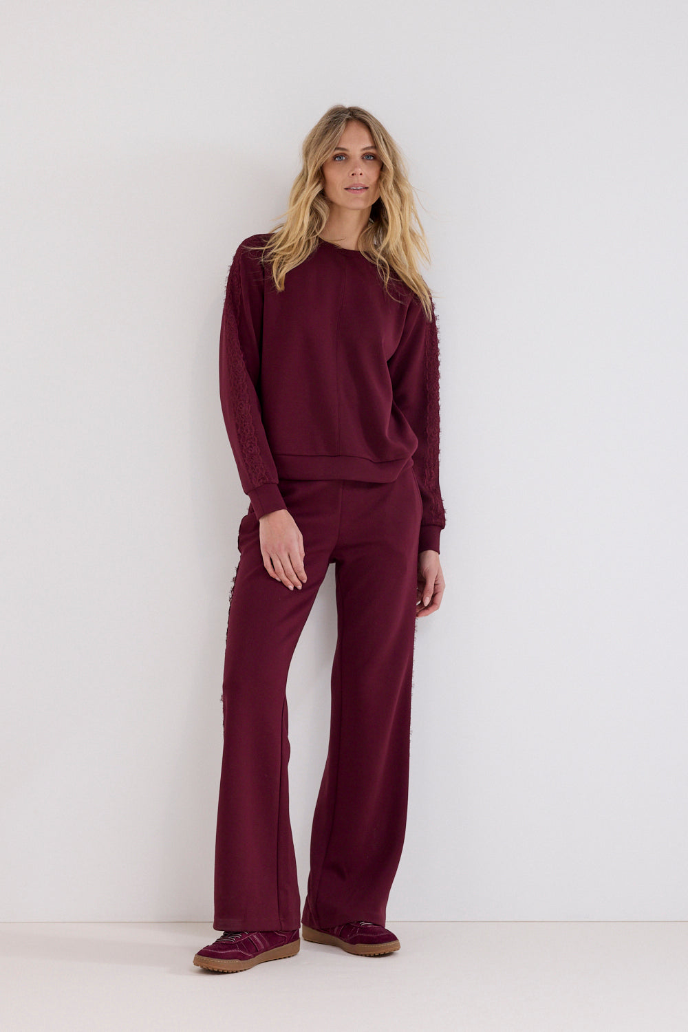 Tramontana - Sweater kant bordeaux rood