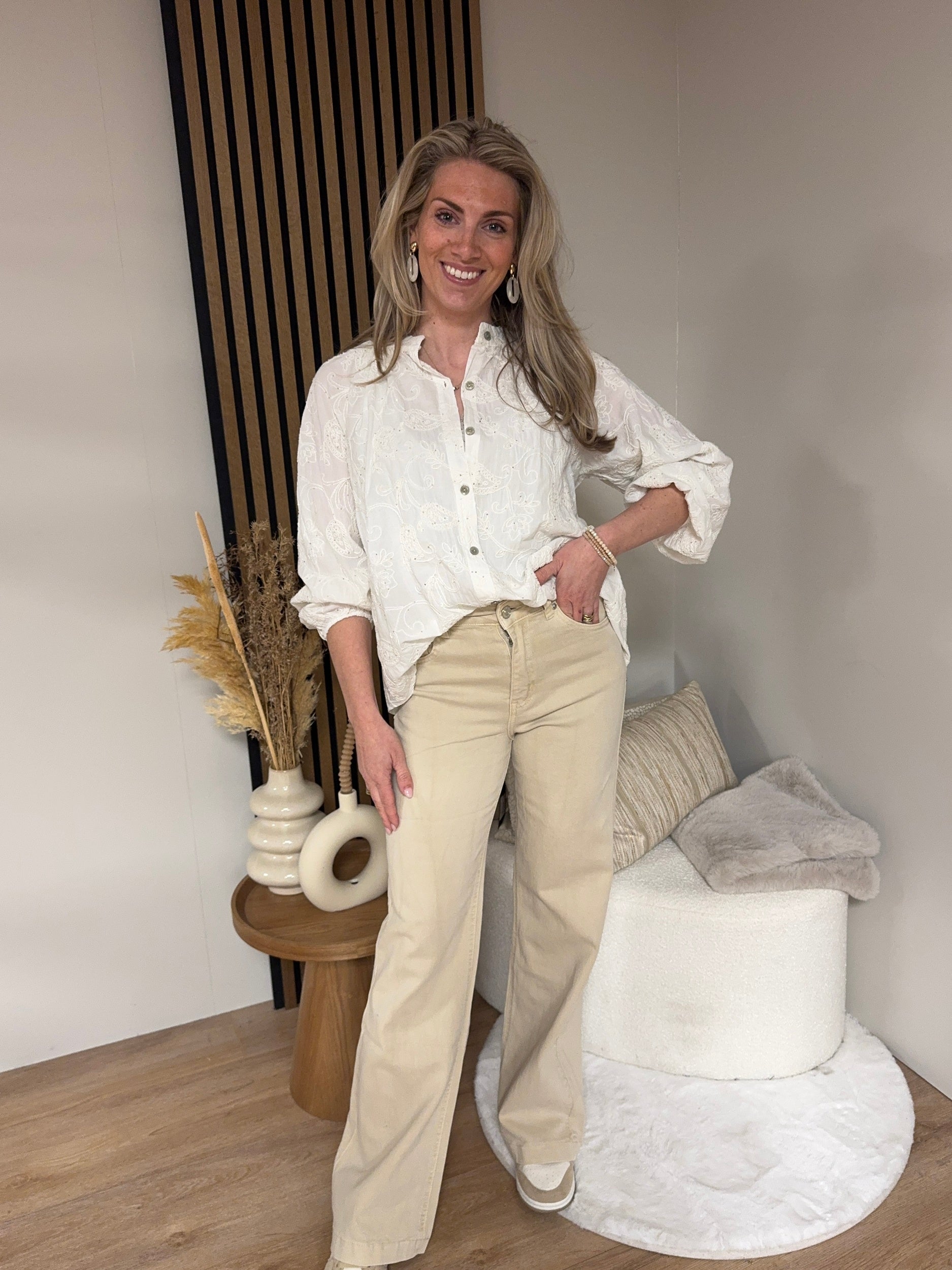 Wide Leg Jeans - Lotte Beige 