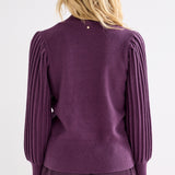 Tramontana - Trui met ballonmouw Aubergine 