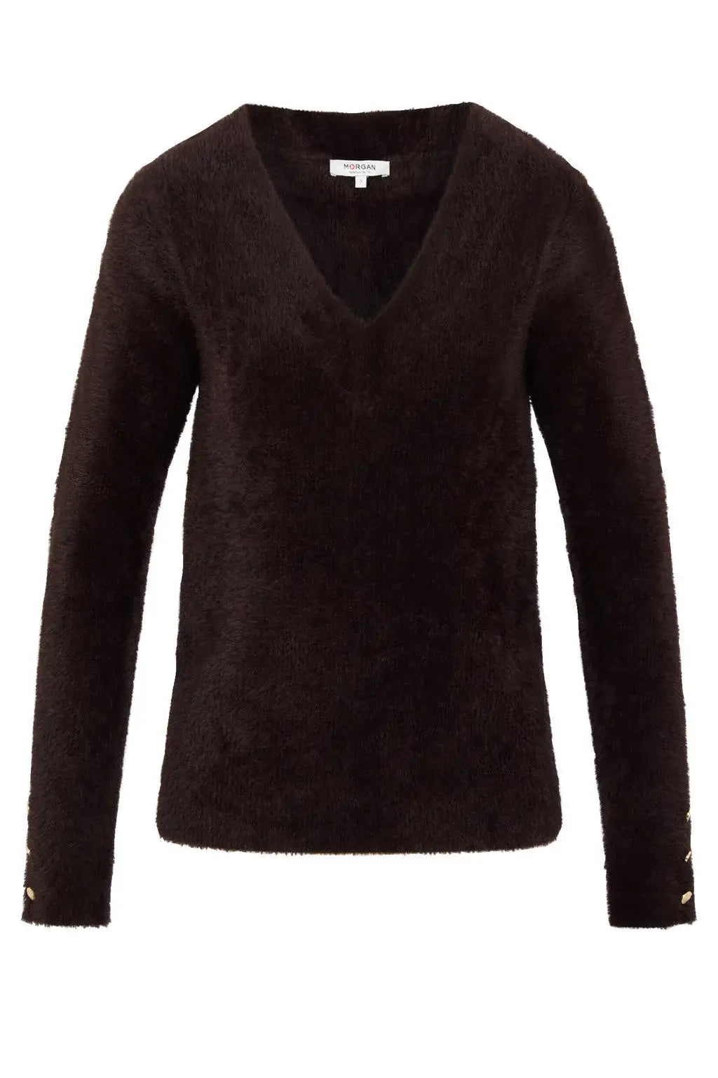 Morgan - Trui V-Hals Bruin Fluffy