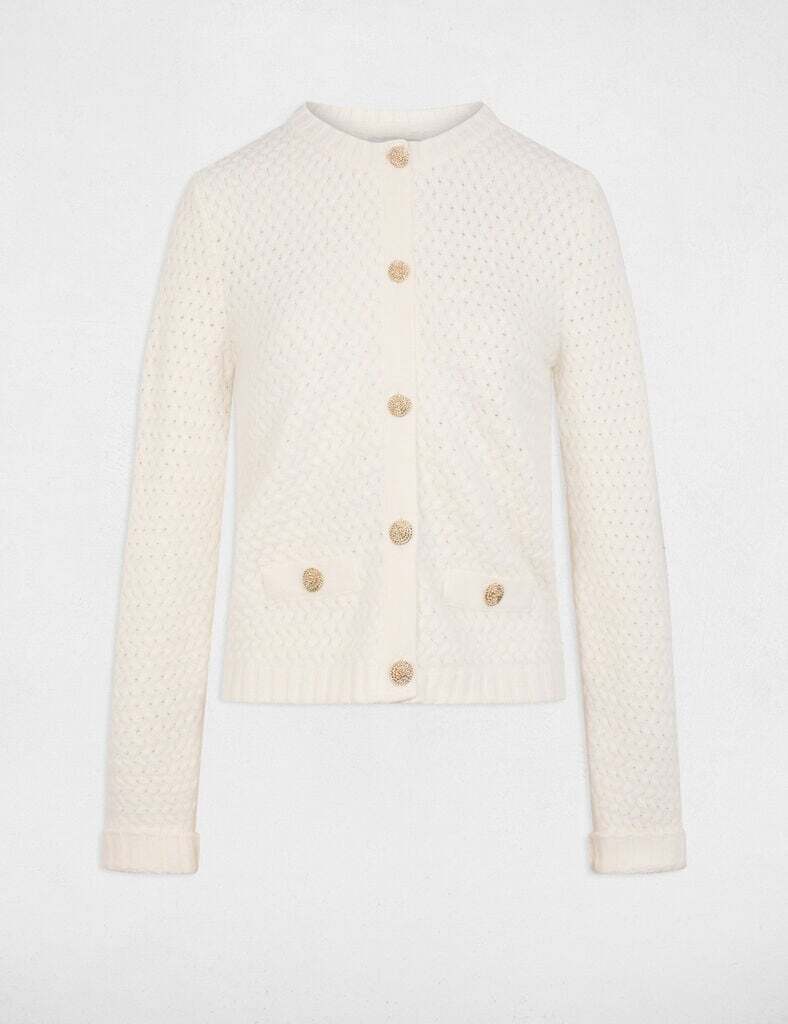 Morgan - Straight cardigan with round neck white 