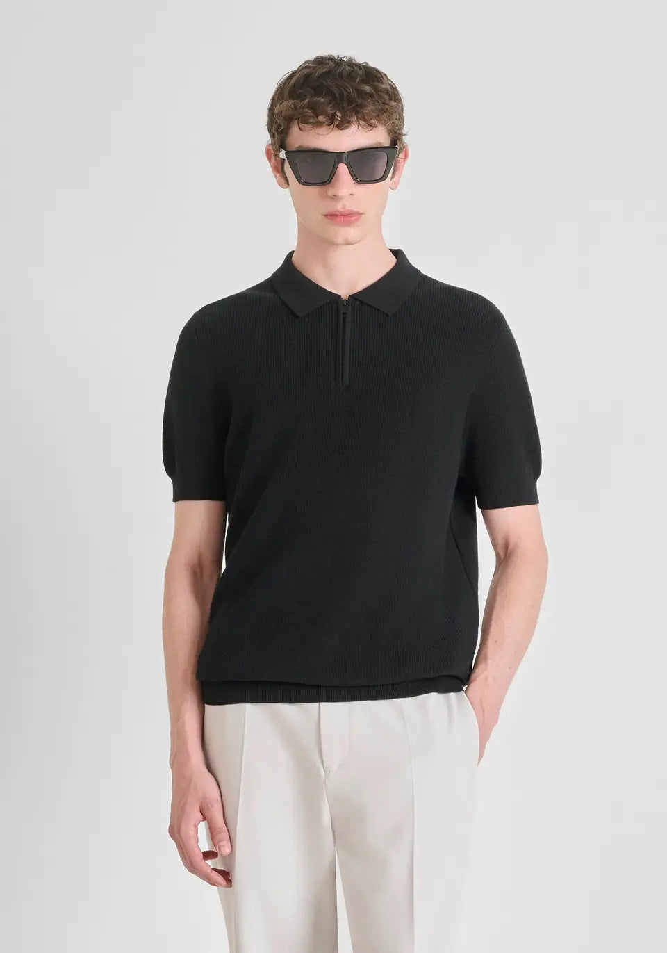 Antony Morato - Polo Zip Knit Black 0071