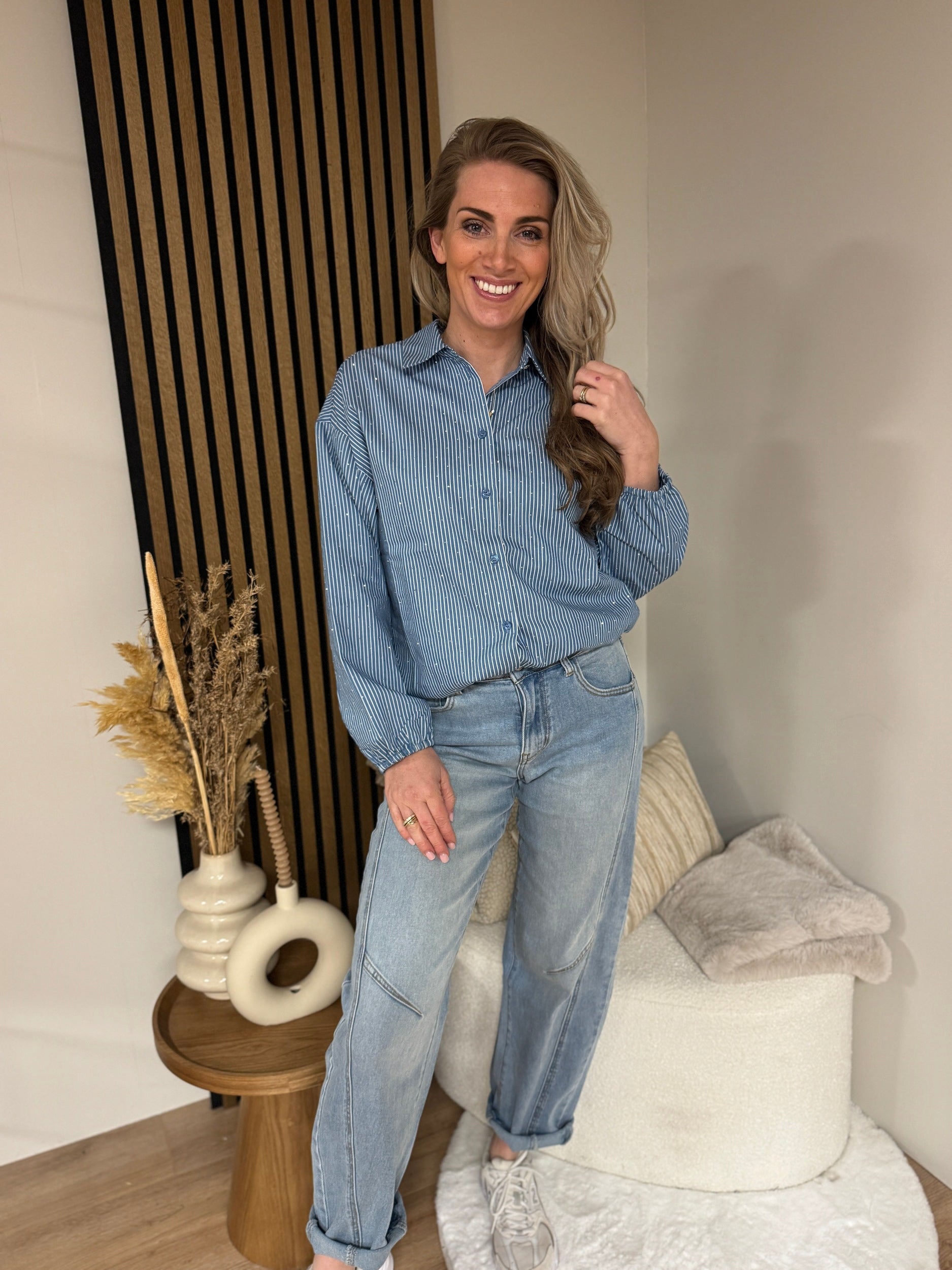 Tramontana - Striped Blouse Rhinestones