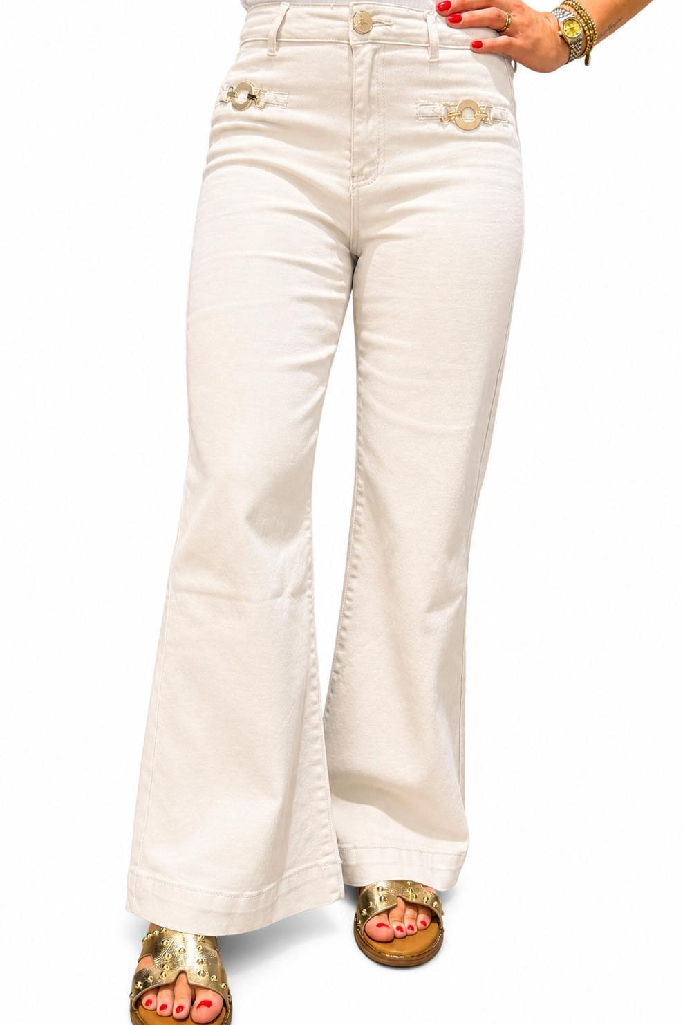 Wide Leg Jeans - Tess Beige