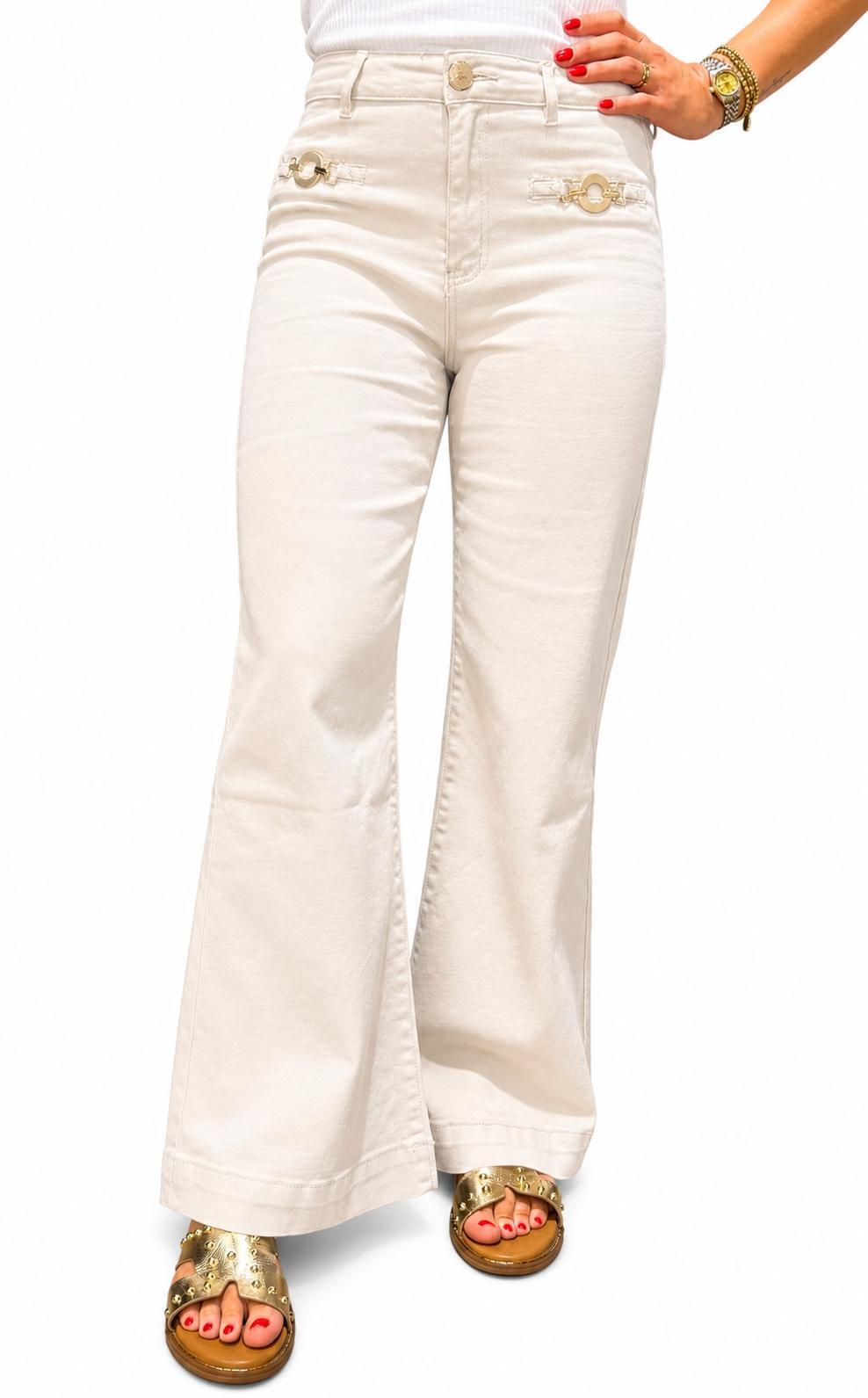 Wide Leg Jeans - Tess Beige