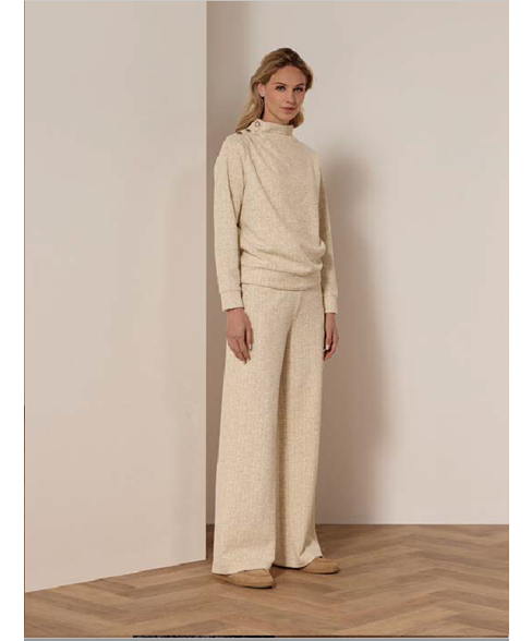 Tramontana - Lurex Boucle Wide leg ecru