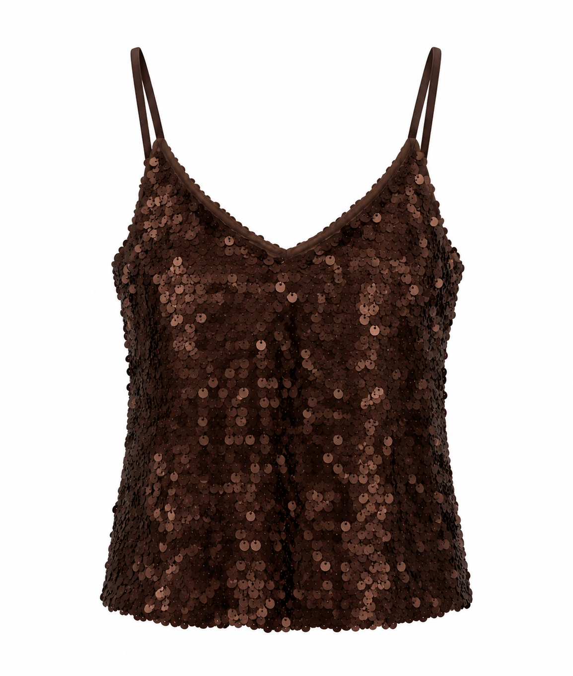 Top - pailetten Mat bruin 