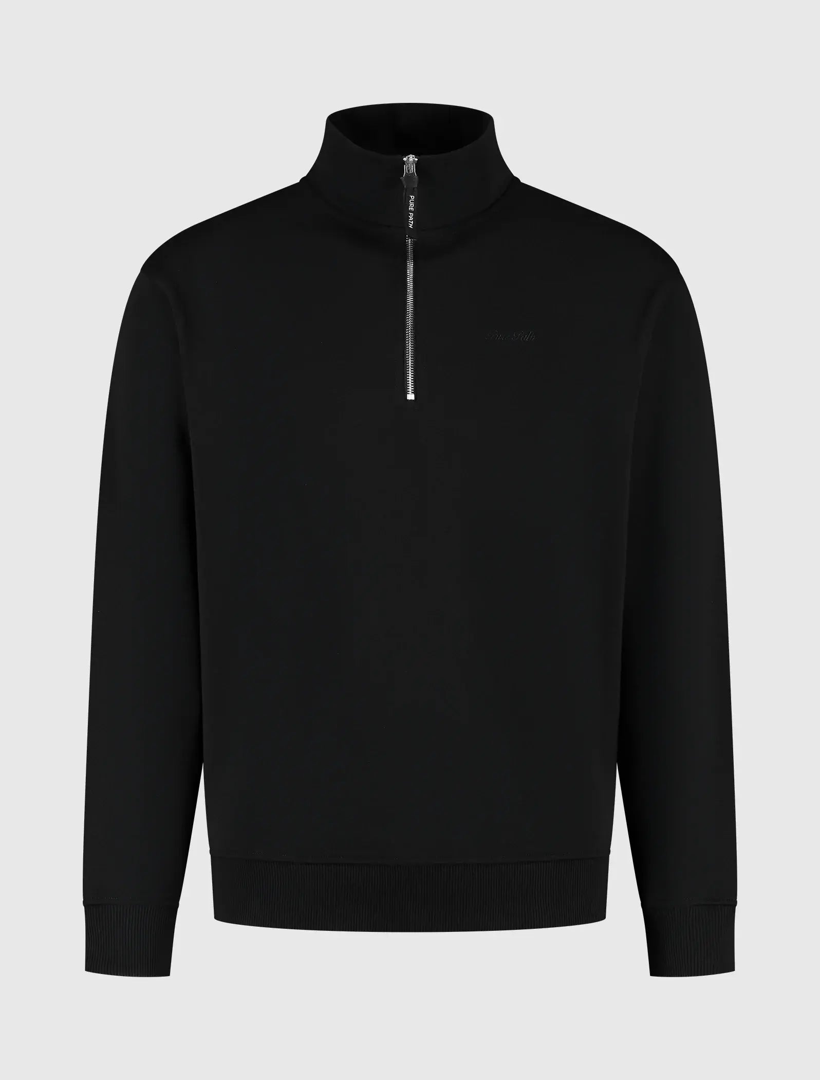 Pure Path - Embroidery half zip sweater zwart 
