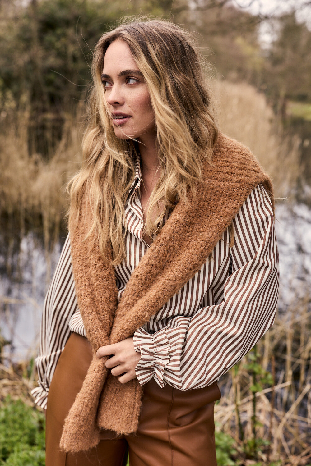 Tramontana -  Blouse gestreept met rufflle mouw