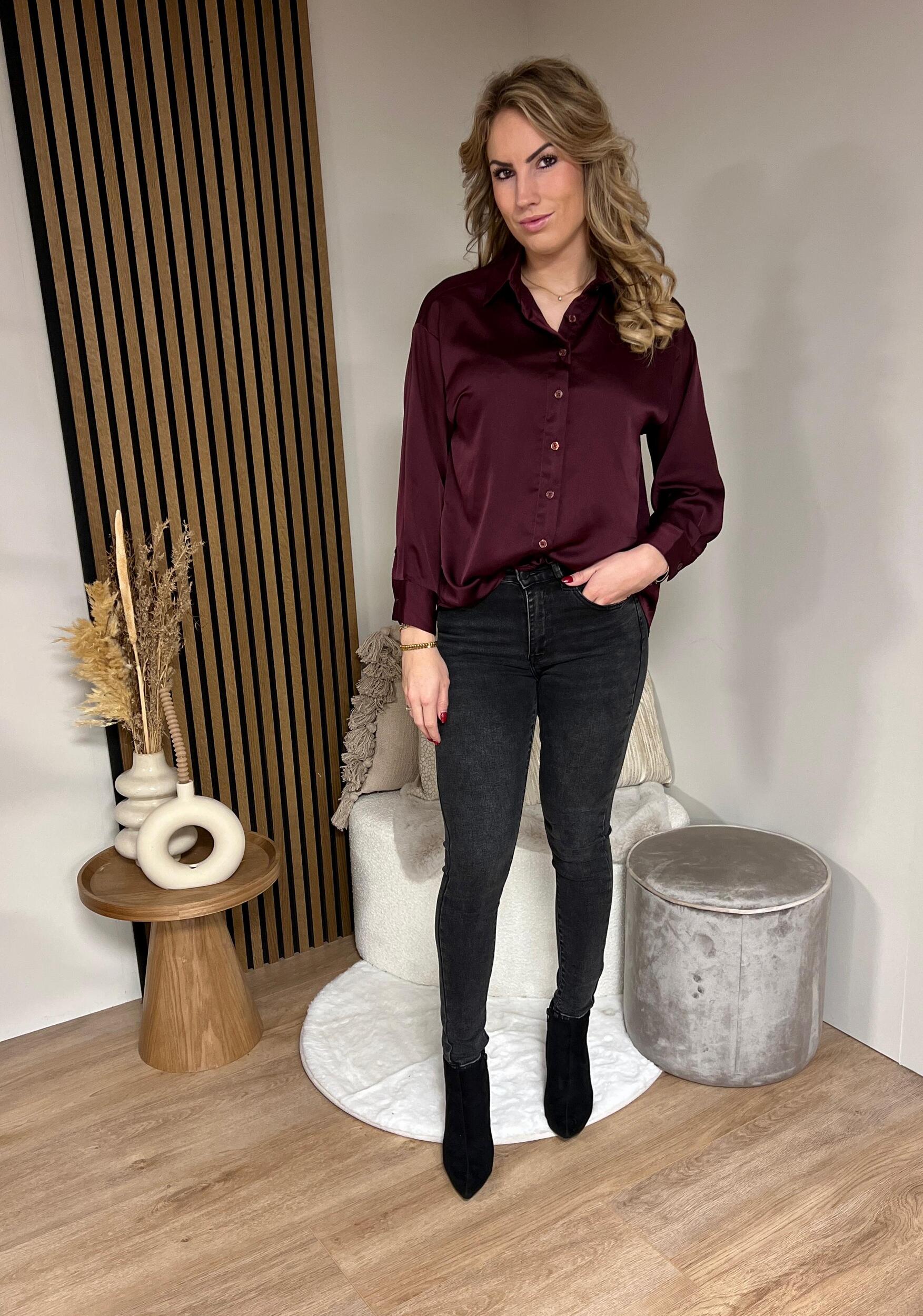 Blouse - Madelief Satijn Bordeaux