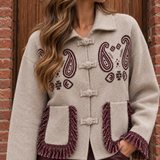 Vest - Paisley print beige bordeaux