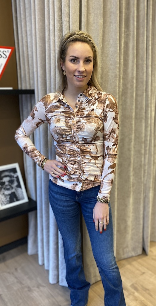 Guess - blouse top flower brown